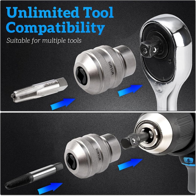 Thinkpro 3 Piece Tap Socket Set for Ratchet Wrench - 1/4" 3/8" 1/2" Drive, Fits Taps, Reamers, Extractors with Square Shank (M3-M19)​,Cr-Mo Steel - Image 4